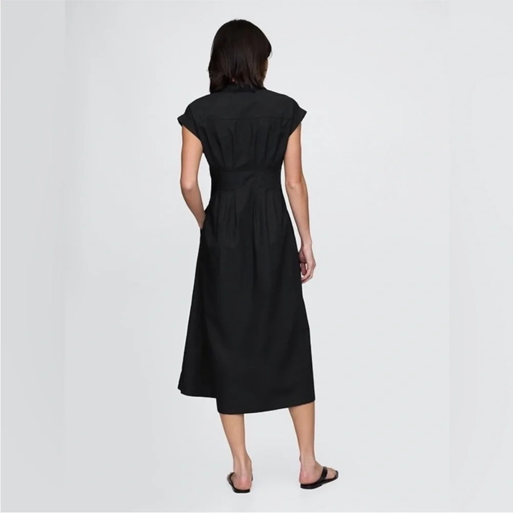 NWT! Gap Poplin Midi Black Shirtdress Contemporary - Multiple 🎻 - Picture 2 of 9